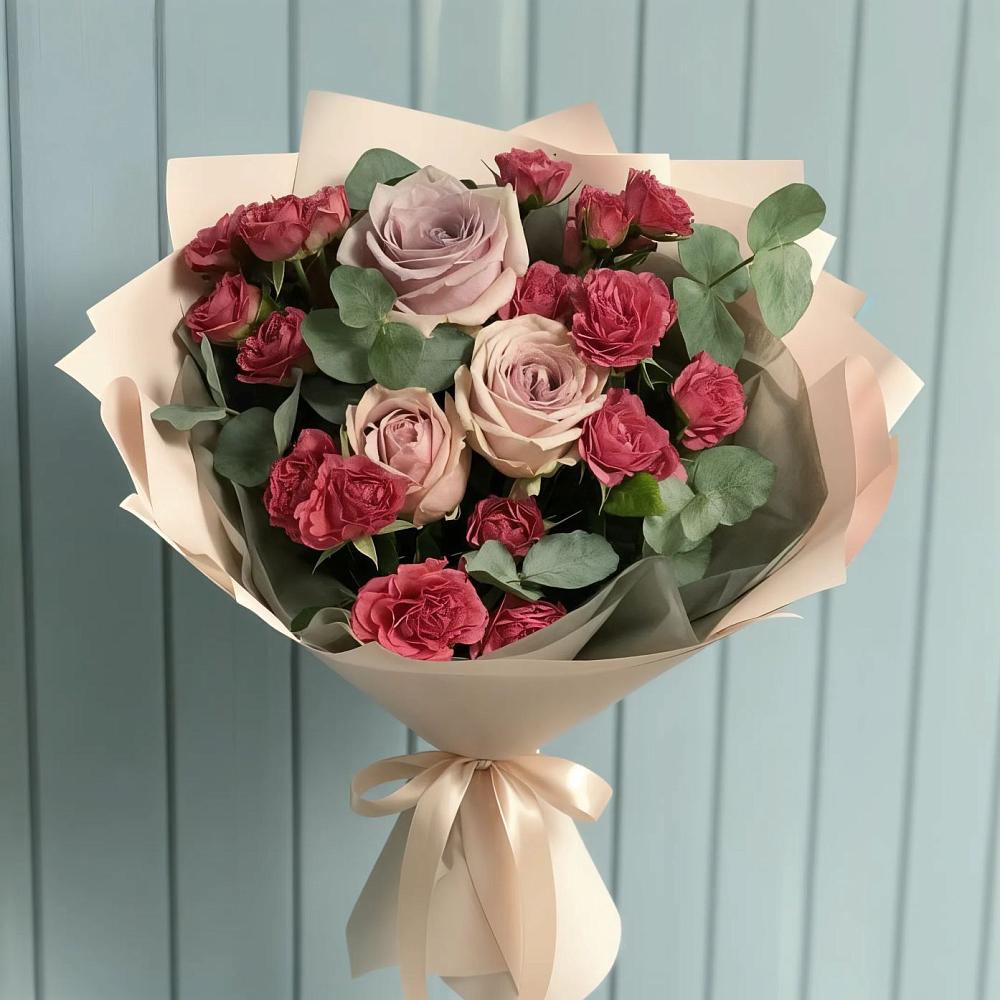 Букет цветов из: Гвоздики и Розы в Каменецкий