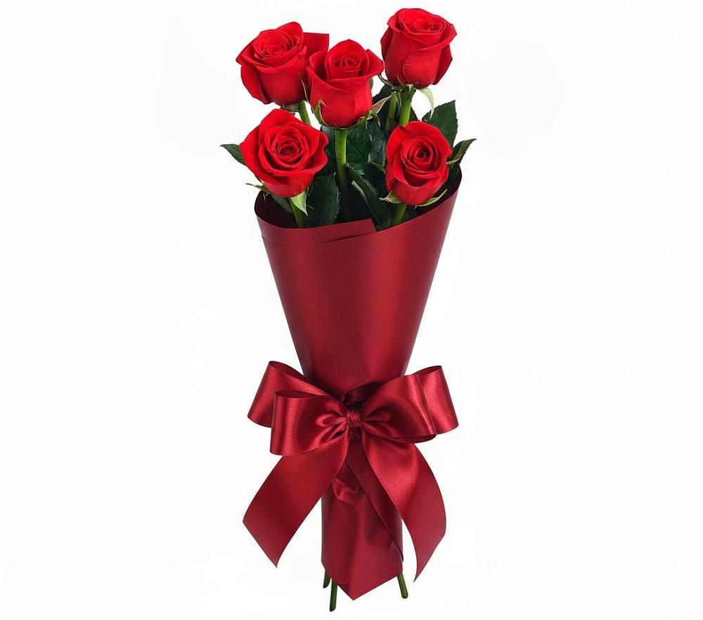 Букет 5 Красных роз Эдлесс Лав в Каменецкий