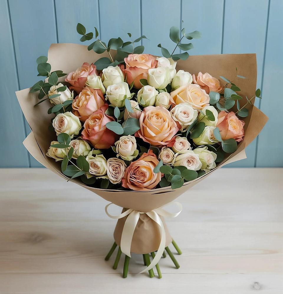 Букет цветов из: Альстромерии и Розы в Каменецкий