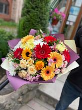 Букет цветов из:  Герберы, Ромашки, Хризантемы, Розы и Подсолнухи #REPLACE_PRED# Каменецкий