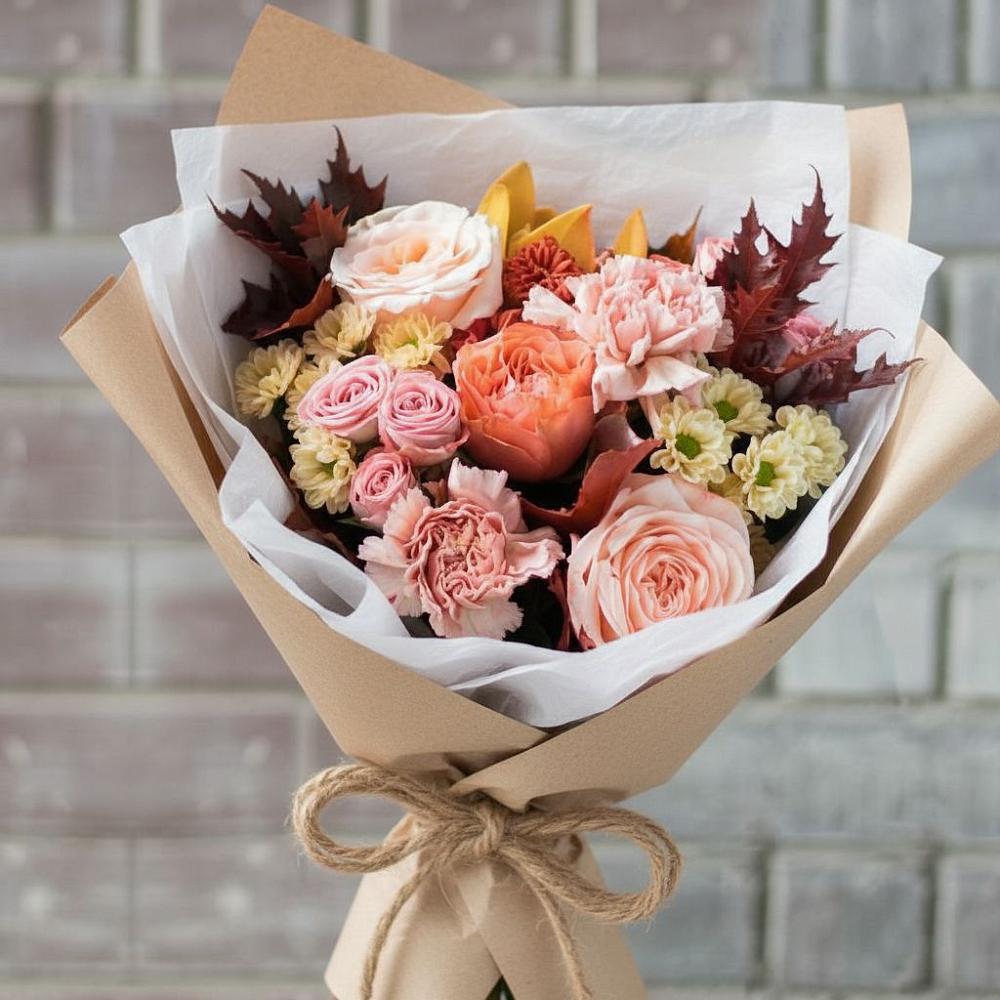 Букет цветов из: Гвоздики, Хризантемы и Розы в Каменецкий