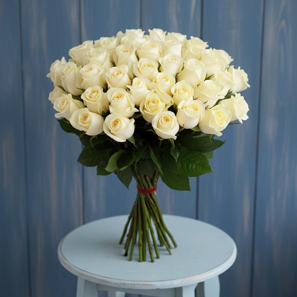 Букет 51 Белая роза Эдлесс Лав в Каменецкий