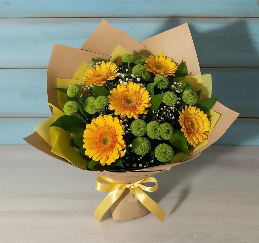 Букет цветов из: Герберы и Хризантемы в Каменецкий