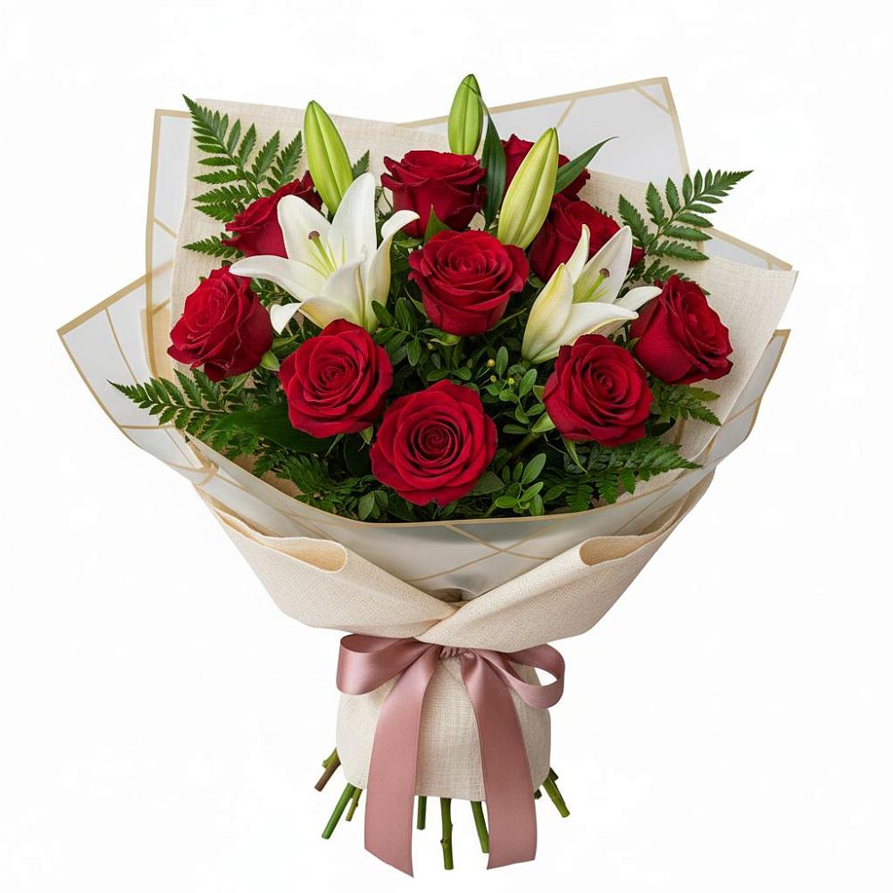 Букет цветов из: Лилии и Розы в Каменецкий