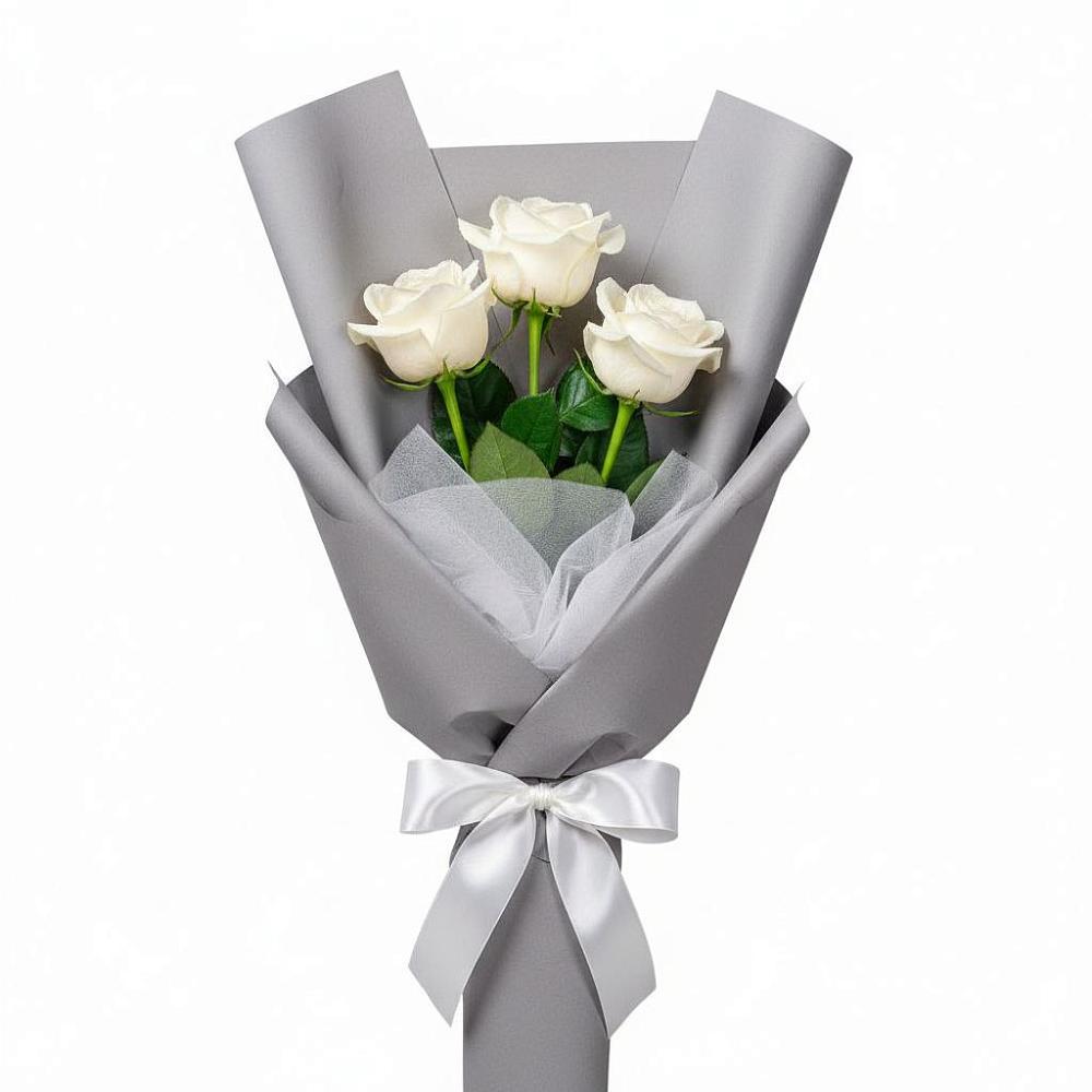 Букет 3 белые розы в Каменецкий