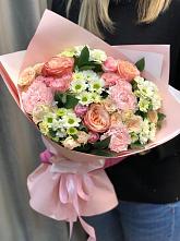 Букет нежные объятья в Каменецкий Букет цветов из: Гвоздики, Розы и Хризантемы в Каменецкий